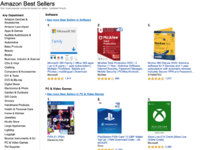 Amazon Best Sellers And Departments Screenshot