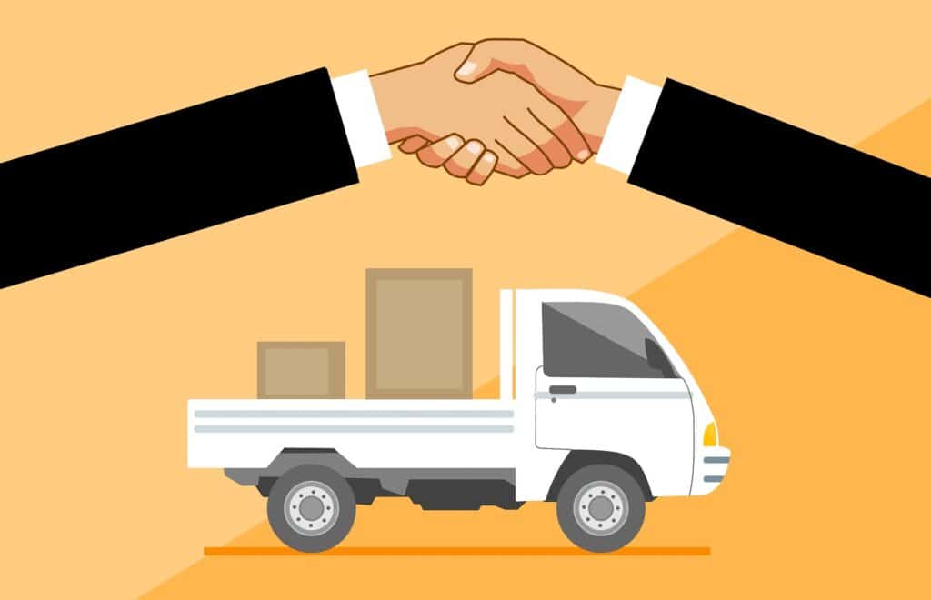 Handshake and Delivery Truck