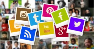 Social Media Marketing - Social Media Icons and People behind